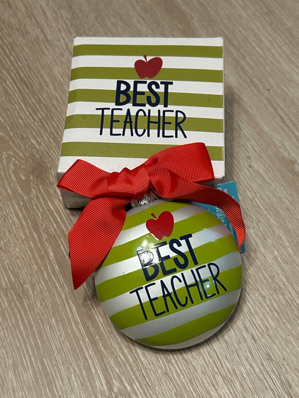 Coton Colors ”Best Teacher” Handpainted Glass Ornament Laura Johnson - New